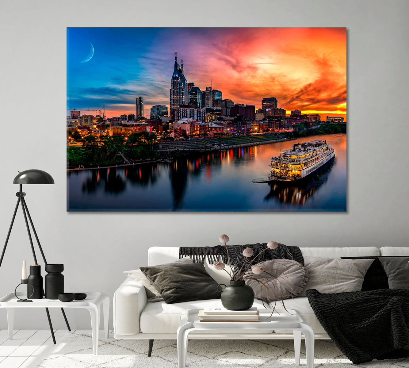 Sunset over Nashville Tennessee USA Canvas Print-Canvas Print-CetArt-1 Panel-24x16 inches-CetArt