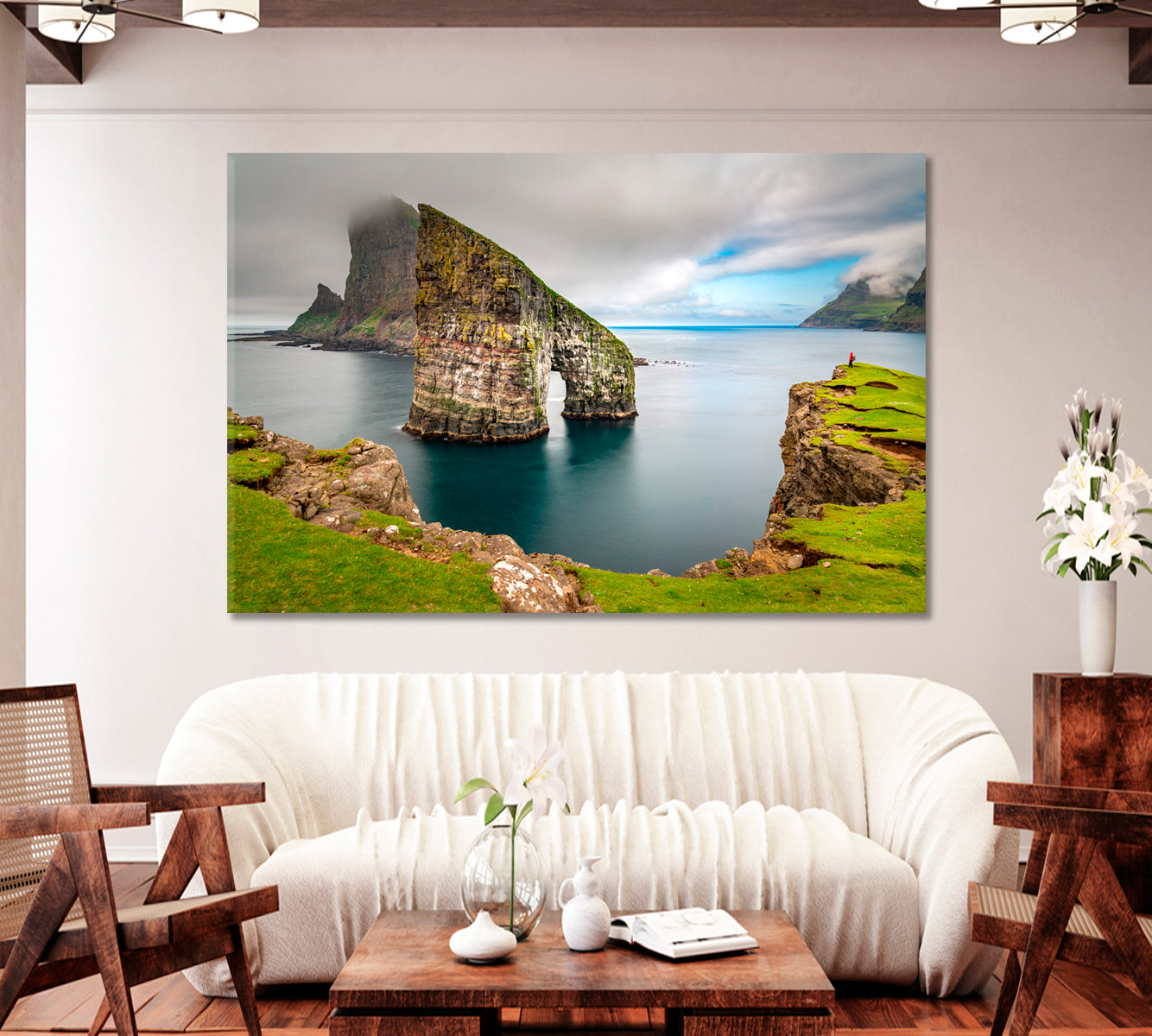 Drangarnir Rocks at Faroe Islands Canvas Print-Canvas Print-CetArt-1 Panel-24x16 inches-CetArt