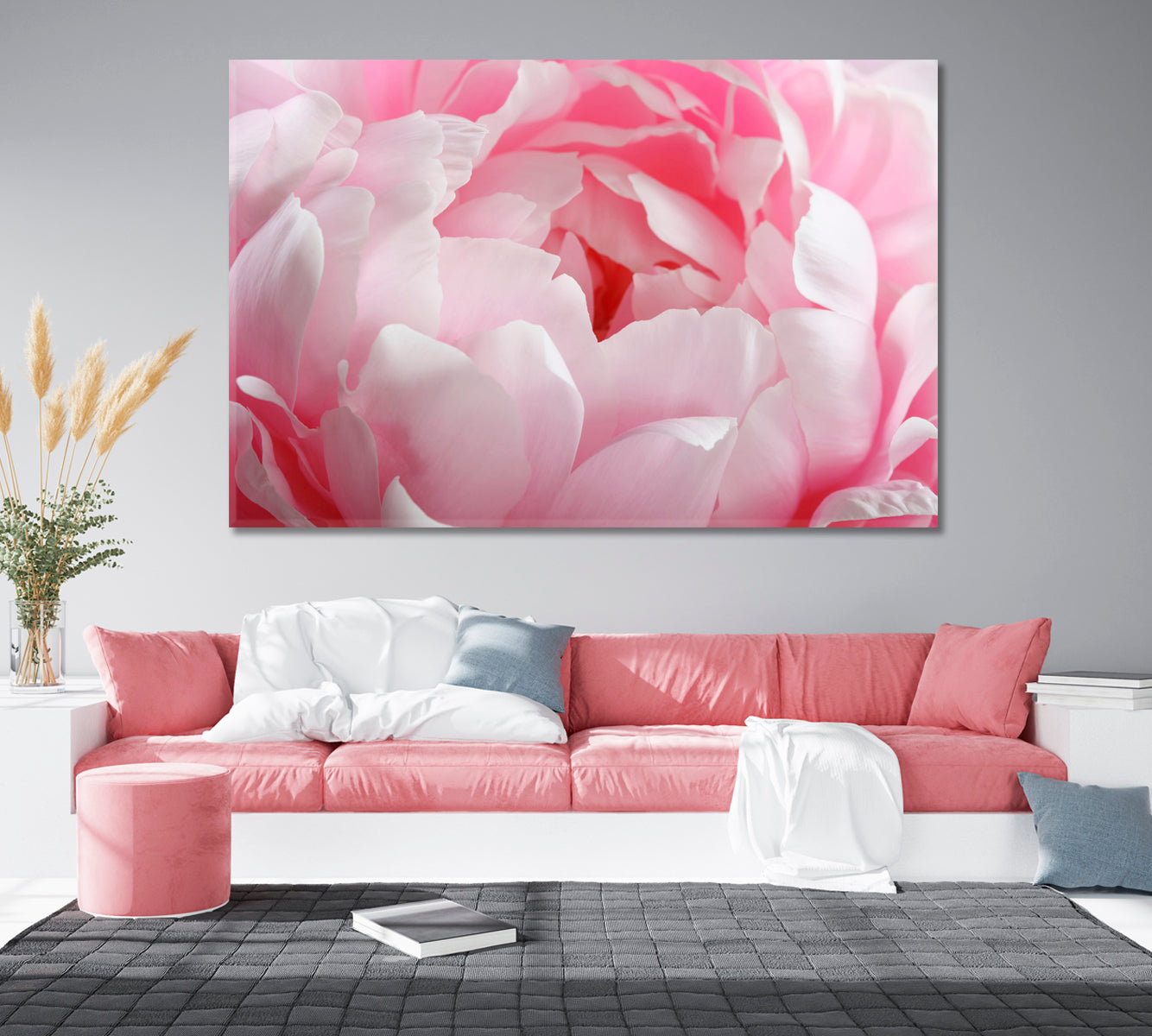 Delicate Peony Flower Canvas Print-Canvas Print-CetArt-1 Panel-24x16 inches-CetArt