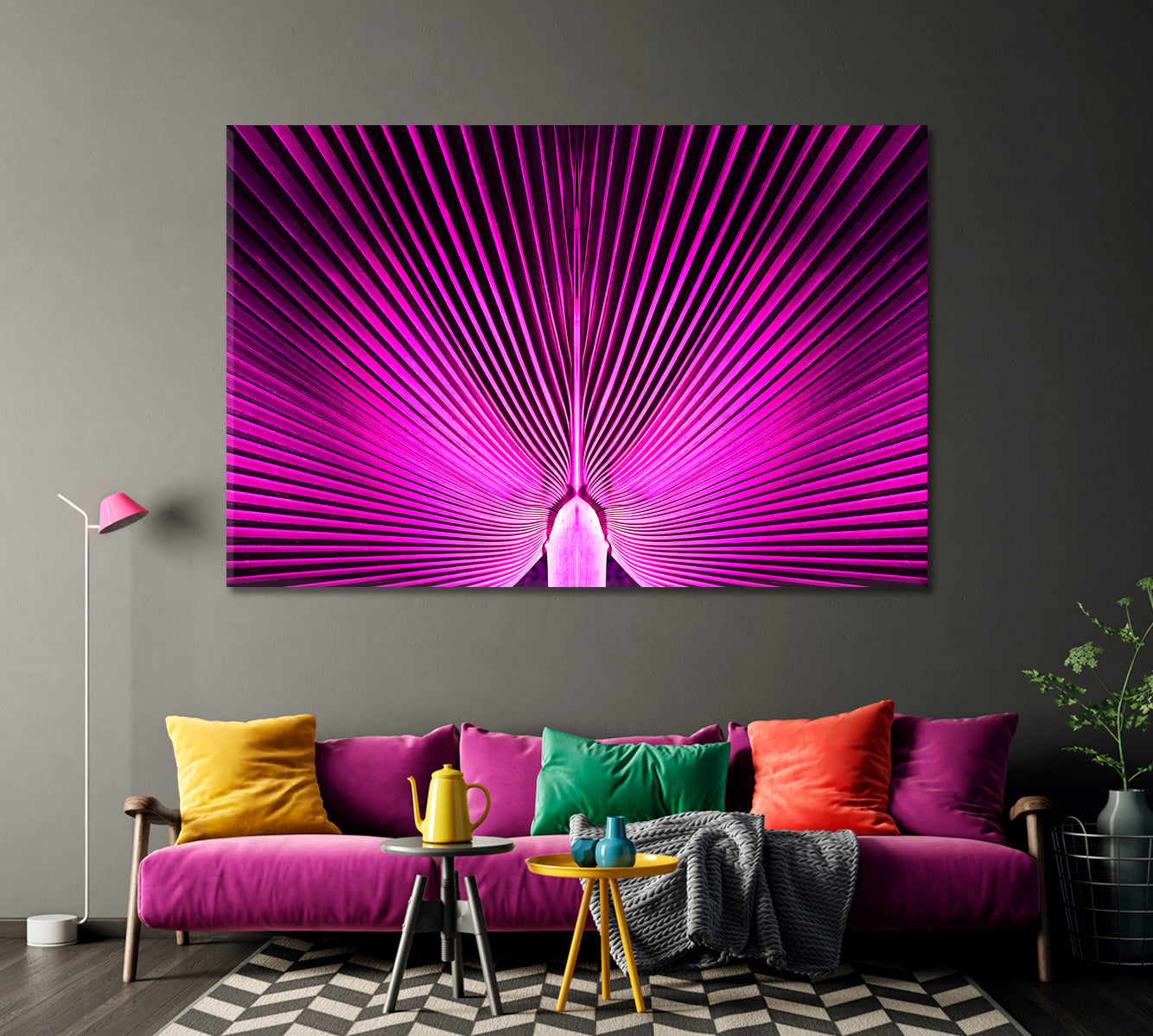 Abstract Purple Palm Leaves Canvas Print-Canvas Print-CetArt-1 Panel-24x16 inches-CetArt