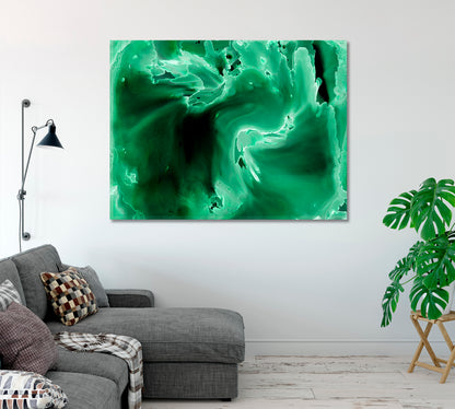 Abstract Waves of Green Marble Canvas Print-Canvas Print-CetArt-1 Panel-24x16 inches-CetArt