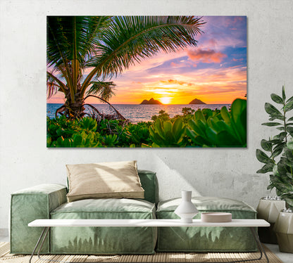 Sunrise over Lanikai Beach Hawaii Canvas Print-Canvas Print-CetArt-1 Panel-24x16 inches-CetArt