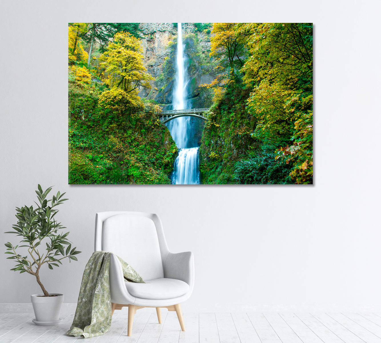 Multnomah Falls in Autumn Columbia River Portland Oregon Canvas Print-Canvas Print-CetArt-1 Panel-24x16 inches-CetArt