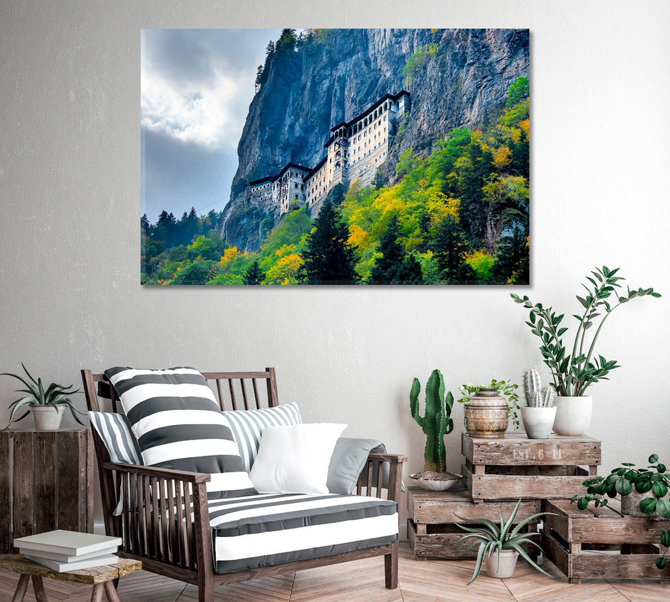 Sumela Monastery of Rock Turkey Canvas Print-Canvas Print-CetArt-1 Panel-24x16 inches-CetArt