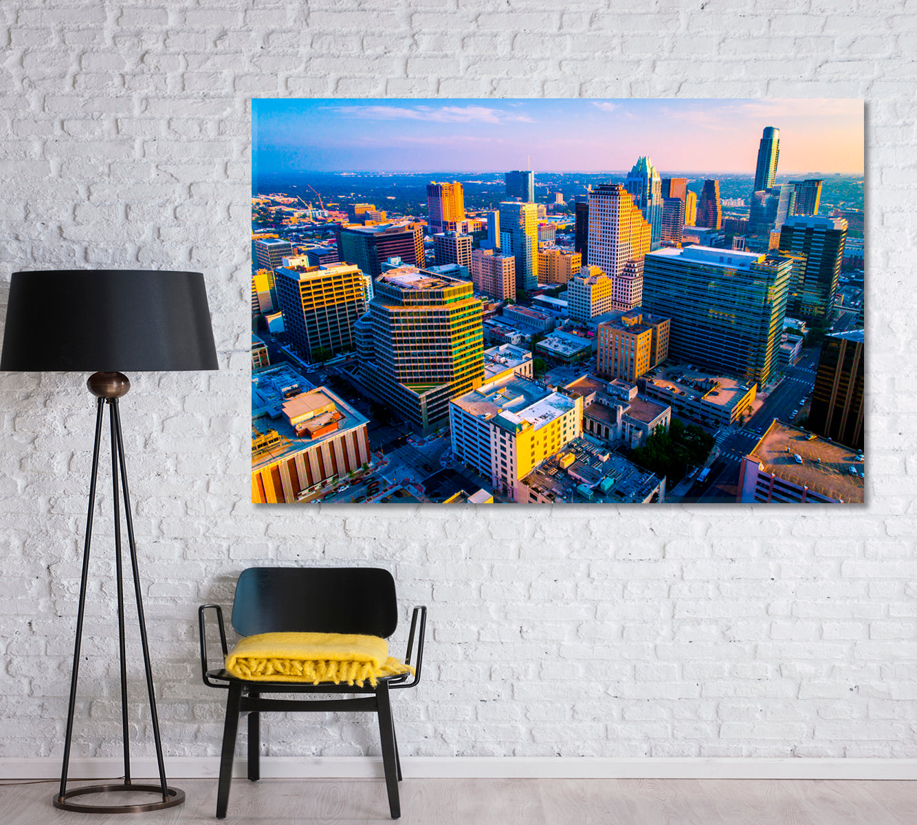 Skyscrapers and Downtown Austin Aerial View Canvas Print-Canvas Print-CetArt-1 Panel-24x16 inches-CetArt