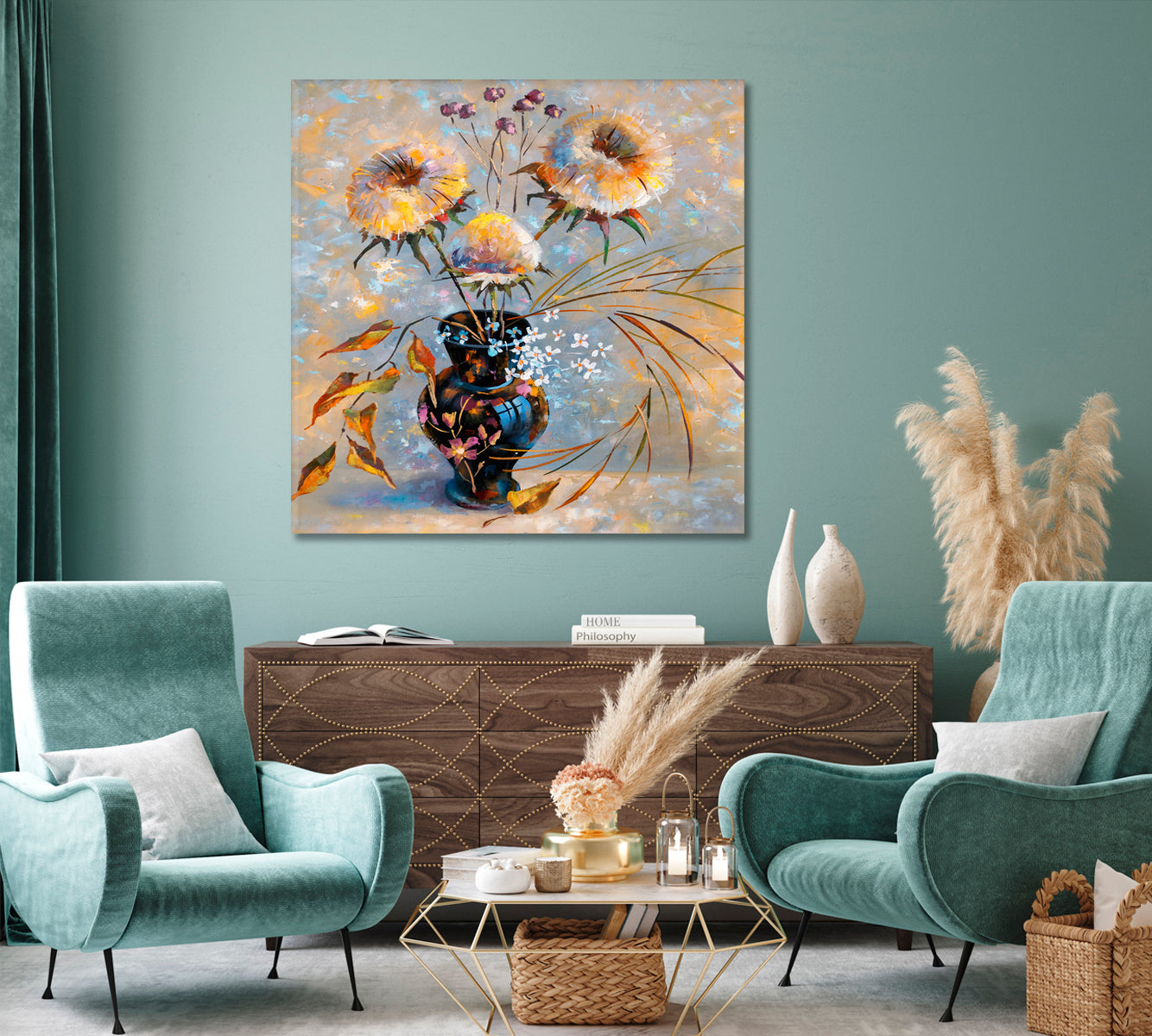 Still Life Blossom Flowers Canvas Print-Canvas Print-CetArt-1 panel-12x12 inches-CetArt