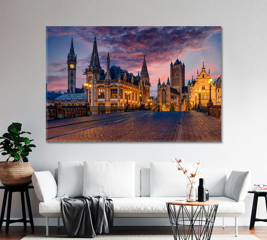 Medieval City of Ghent Belgium Canvas Print-Canvas Print-CetArt-1 Panel-24x16 inches-CetArt