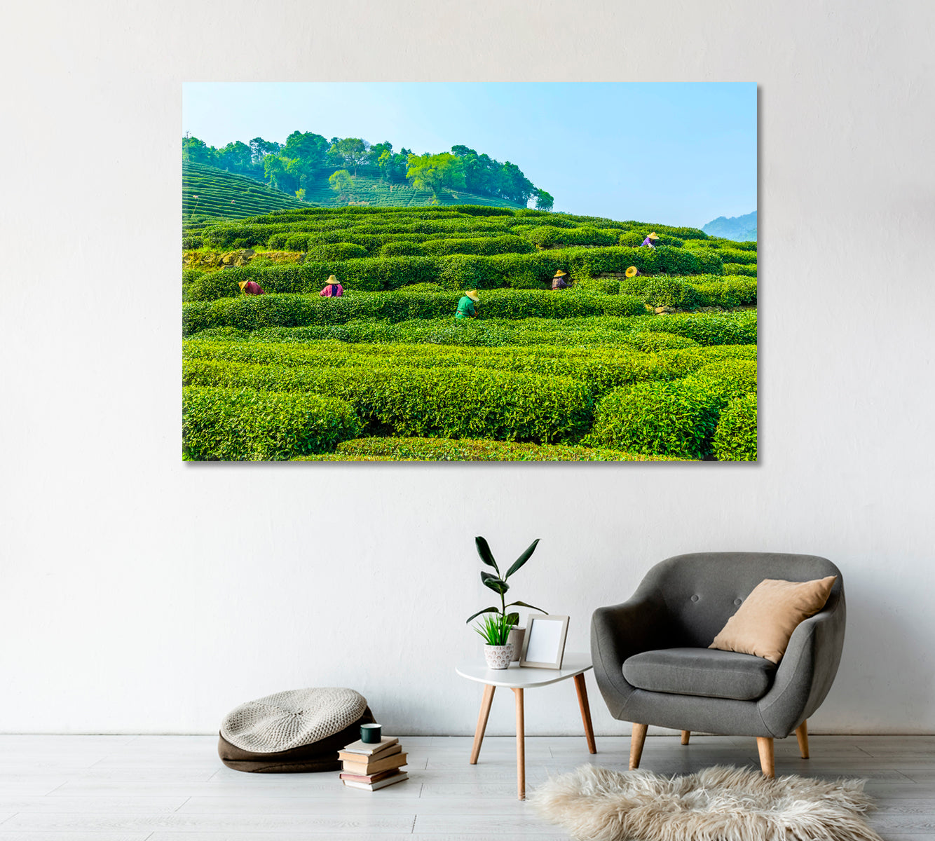 Tea Plantation in West Lake Longjing Hangzhou Canvas Print-Canvas Print-CetArt-1 Panel-24x16 inches-CetArt