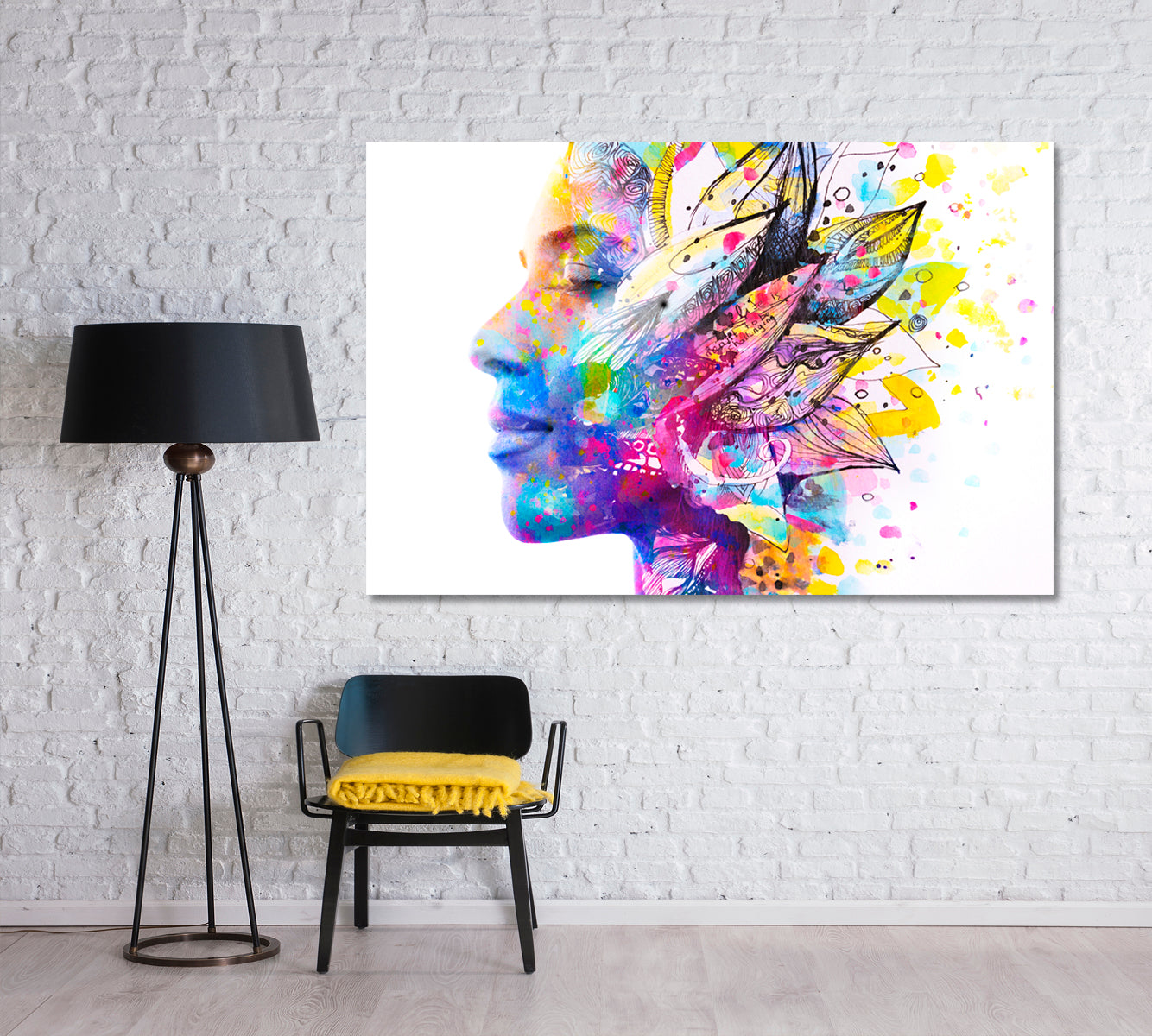 Abstract Woman Portrait with Colorful Petals Canvas Print-Canvas Print-CetArt-1 Panel-24x16 inches-CetArt