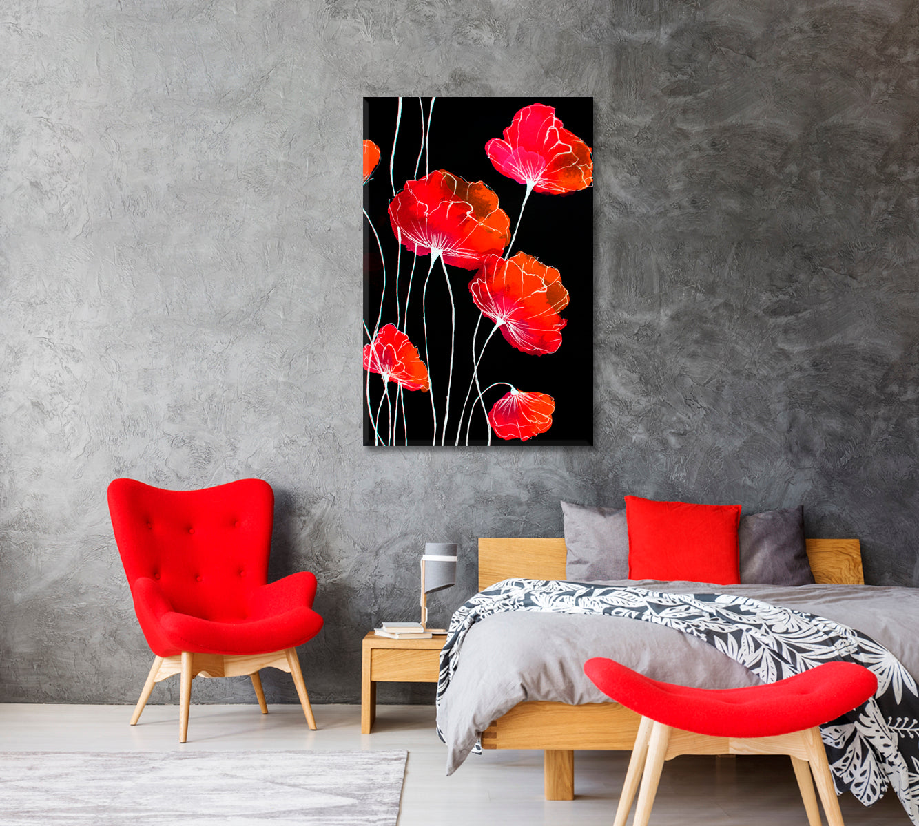 Abstract Flowers Floral Still Life Canvas Print-Canvas Print-CetArt-1 panel-16x24 inches-CetArt