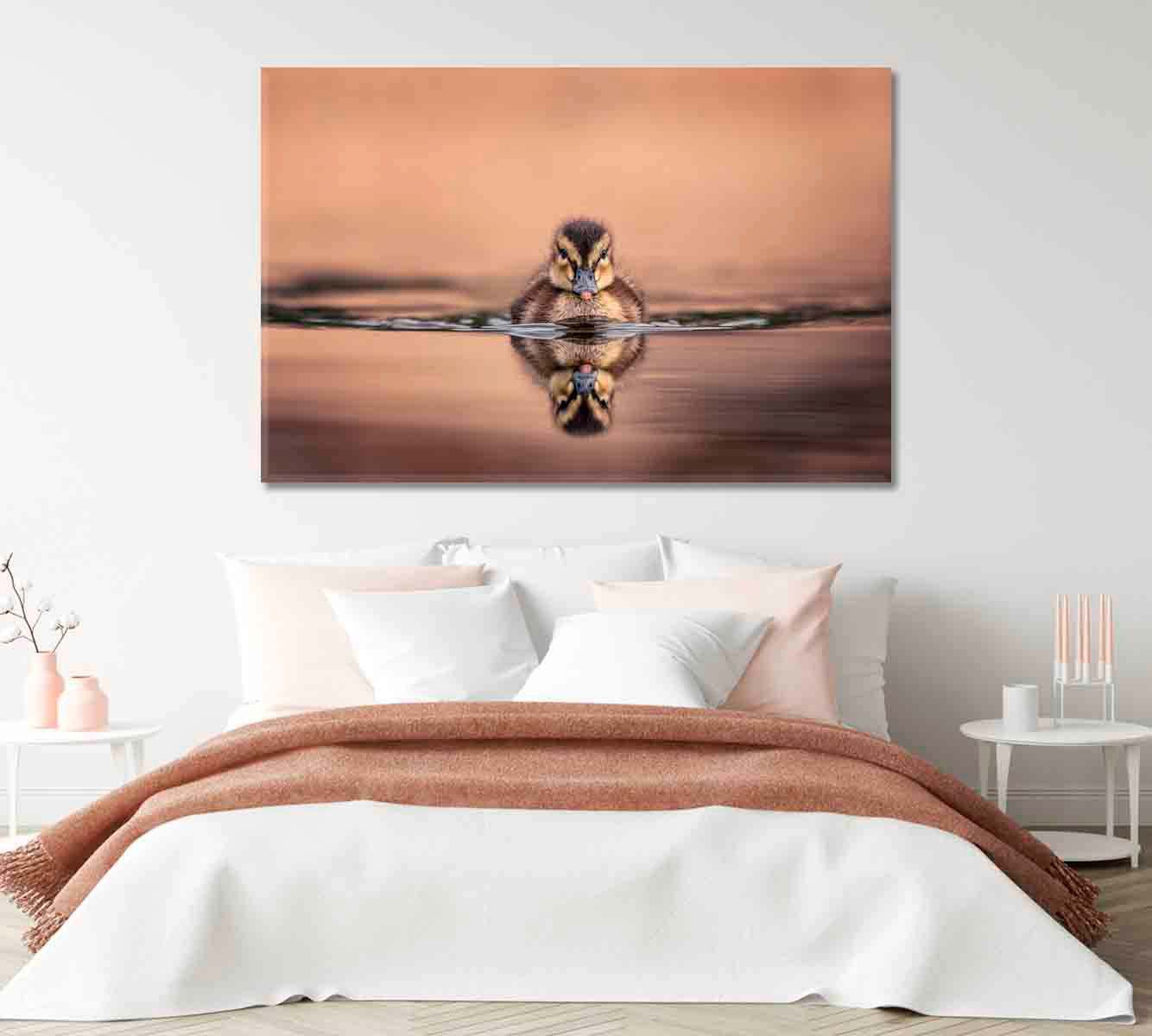 Amazing View Cute Duckling On Lake Canvas Print-Canvas Print-CetArt-1 Panel-24x16 inches-CetArt