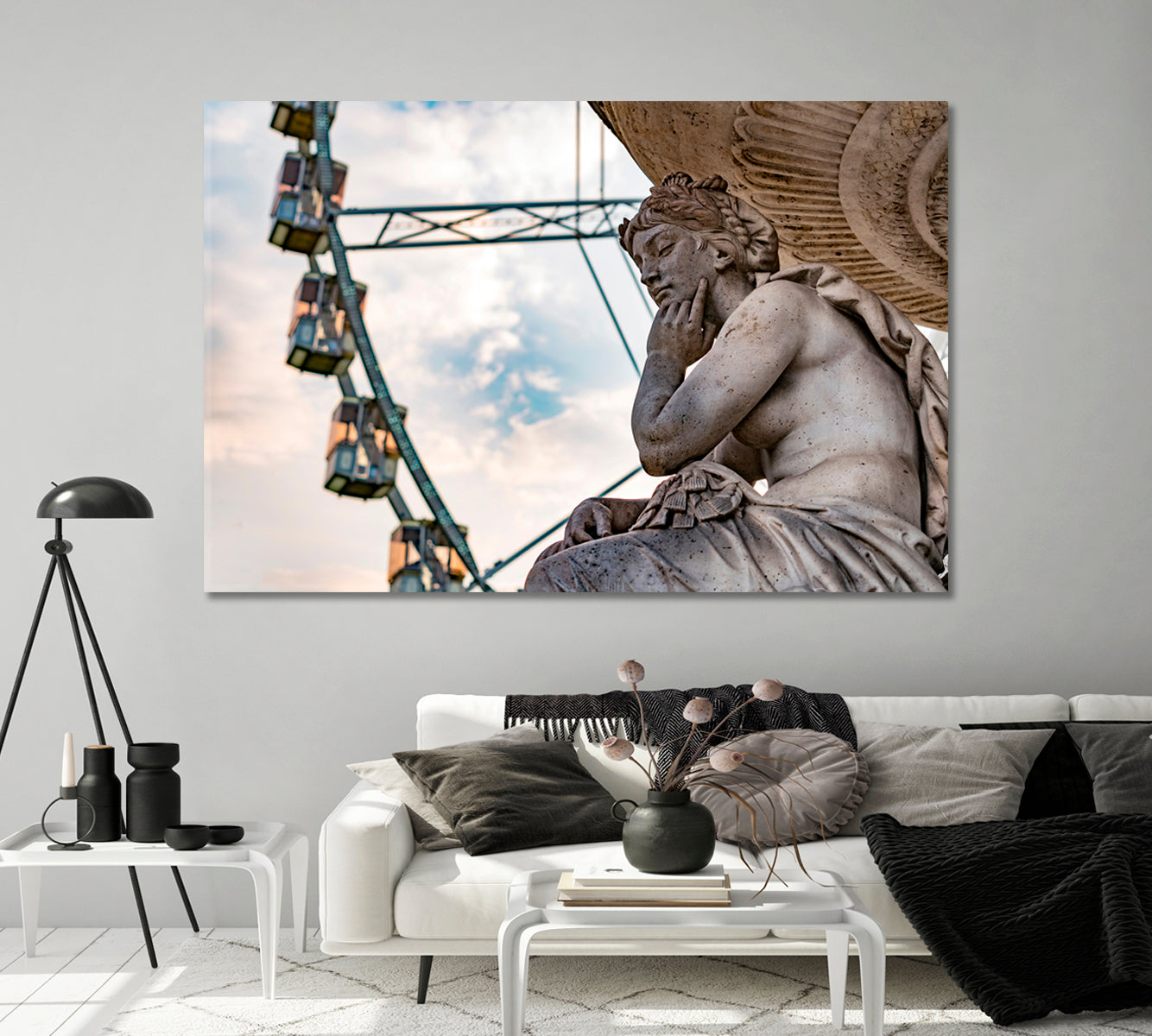 Sculpture of Fountain Danubius Budapest Hungary Canvas Print-Canvas Print-CetArt-1 Panel-24x16 inches-CetArt