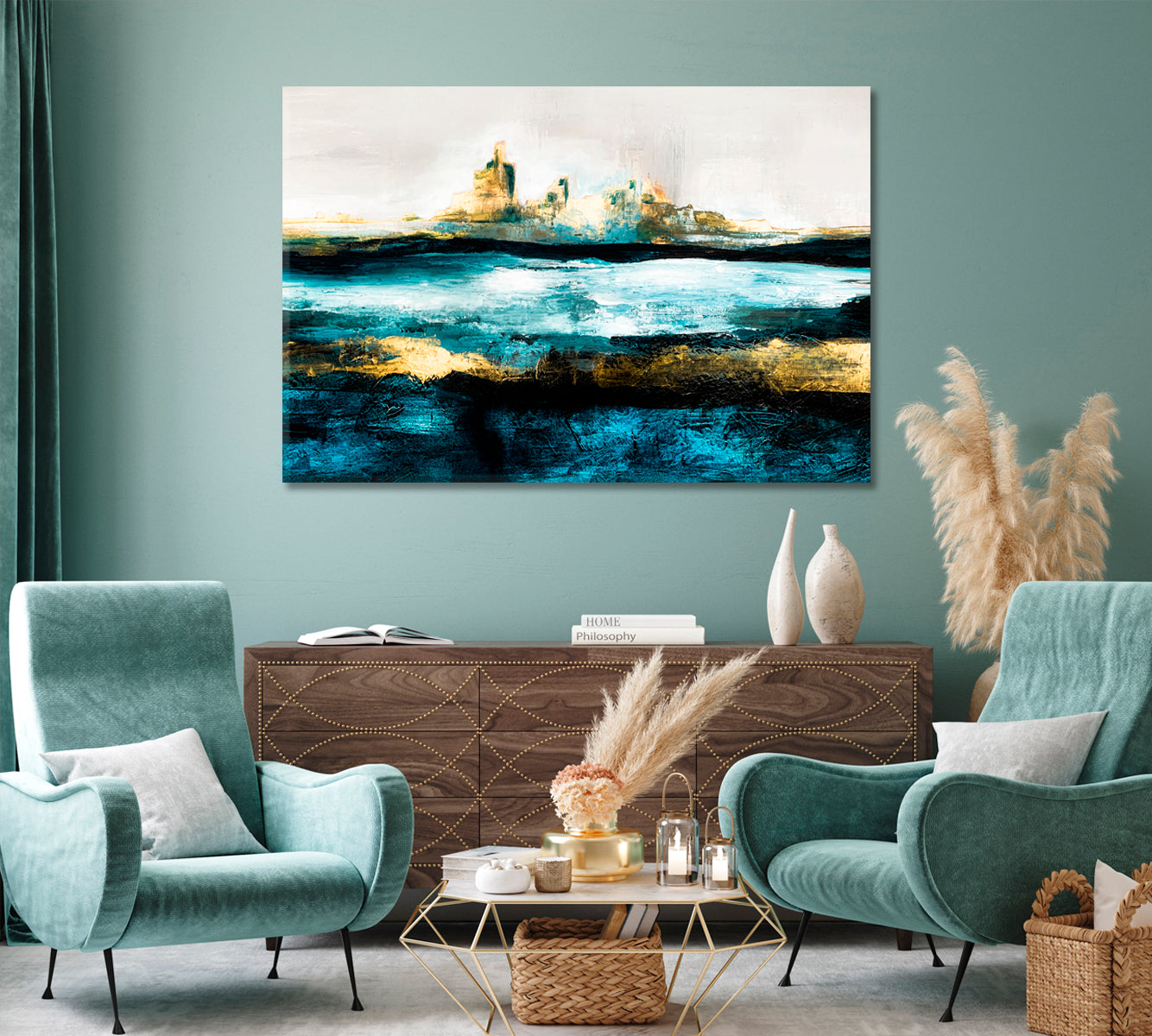 Abstract Contemporary Art Blue Sea Canvas Print-Canvas Print-CetArt-1 Panel-24x16 inches-CetArt