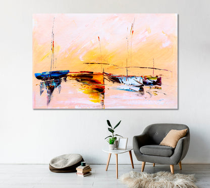 Four Watercolor Abstract Sailing Boats Canvas Print-Canvas Print-CetArt-1 Panel-24x16 inches-CetArt