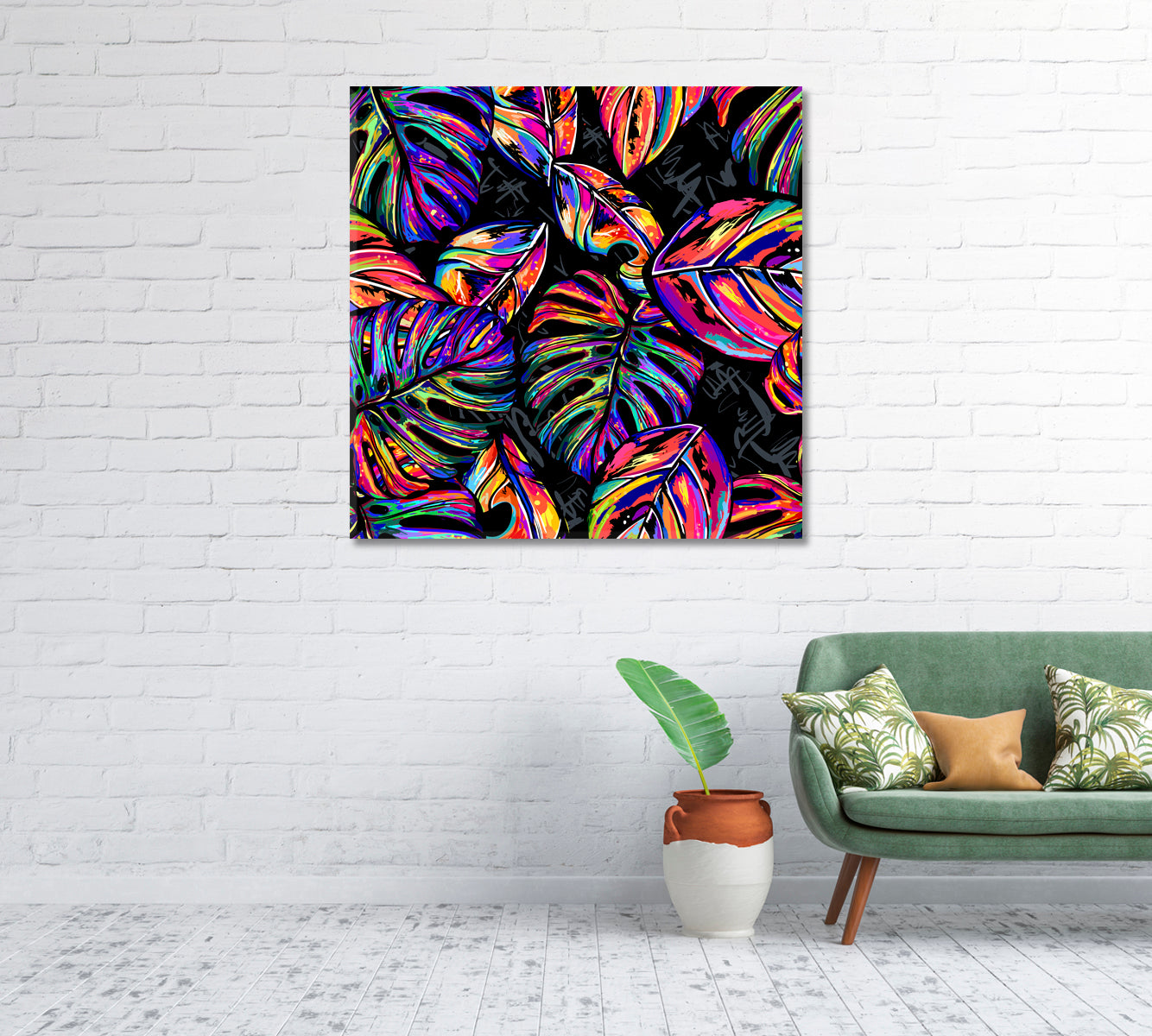 Tropical Colored Leaves Canvas Print-Canvas Print-CetArt-1 panel-12x12 inches-CetArt