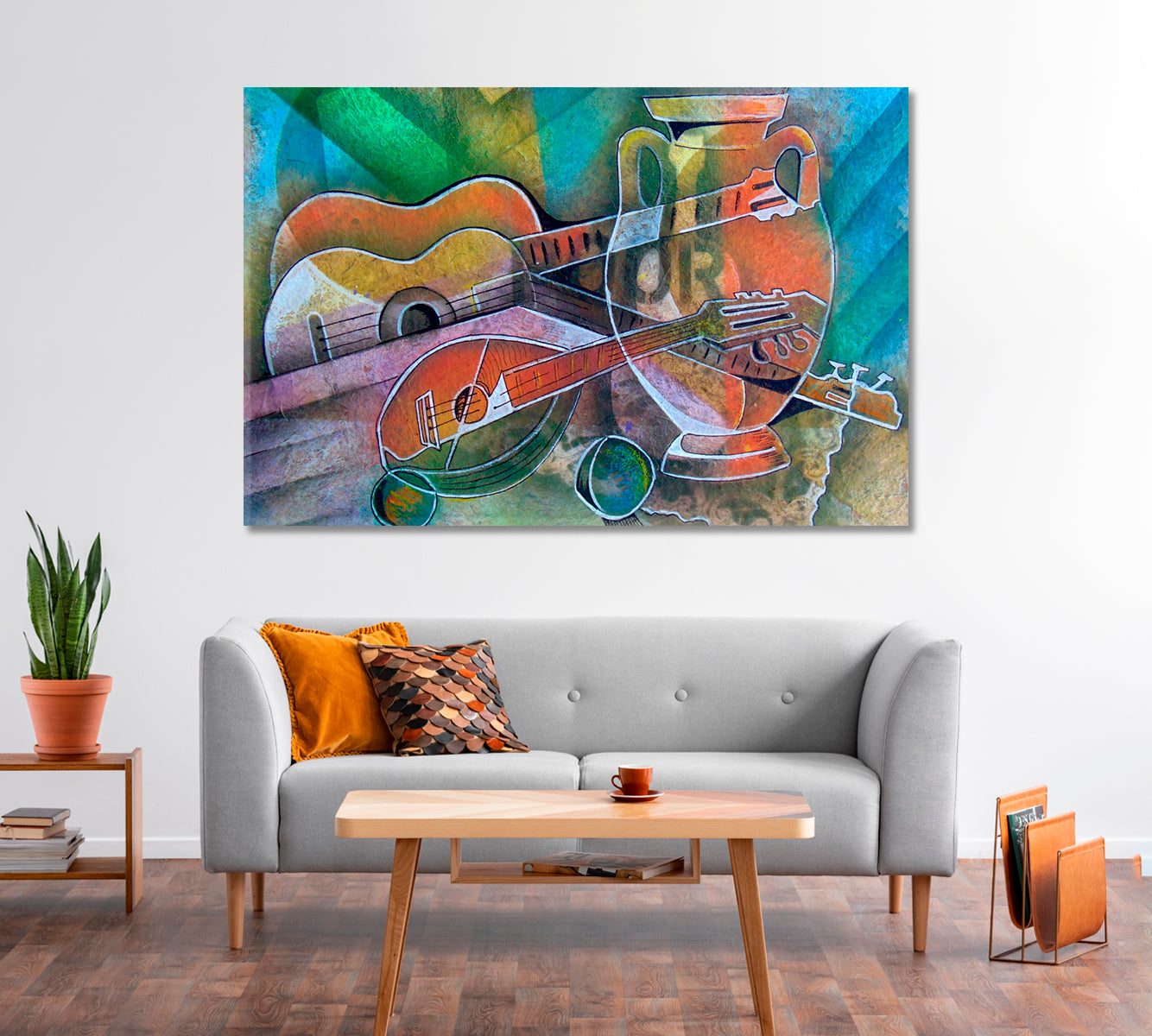 Cubist Style Musical Instruments Canvas Print-Canvas Print-CetArt-1 Panel-24x16 inches-CetArt