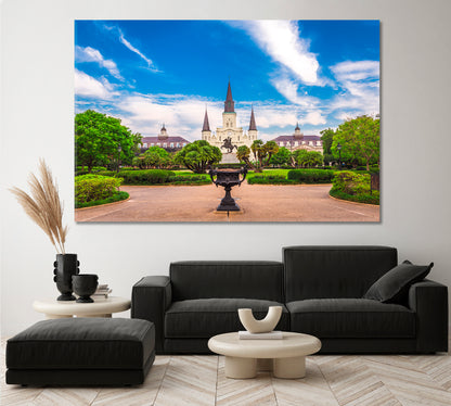 New Orleans Jackson Square and St. Louis Cathedral USA Canvas Print-Canvas Print-CetArt-1 Panel-24x16 inches-CetArt