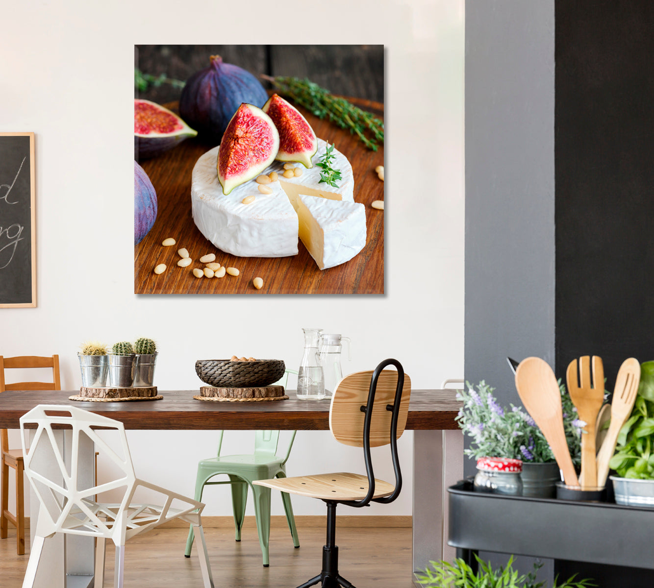 Camembert Cheese with Figs Canvas Print-Canvas Print-CetArt-1 panel-12x12 inches-CetArt