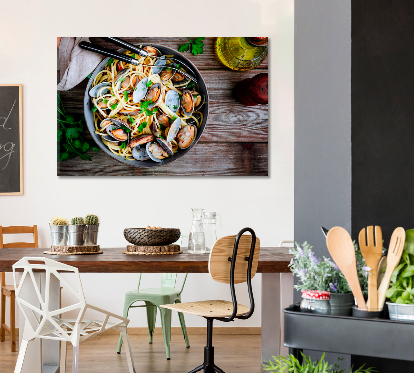 Spaghetti alle Vongole Canvas Print-Canvas Print-CetArt-1 Panel-24x16 inches-CetArt