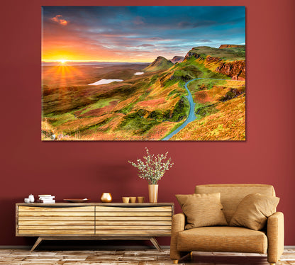 Sunrise over Winding Mountain Road Scotland Canvas Print-Canvas Print-CetArt-1 Panel-24x16 inches-CetArt