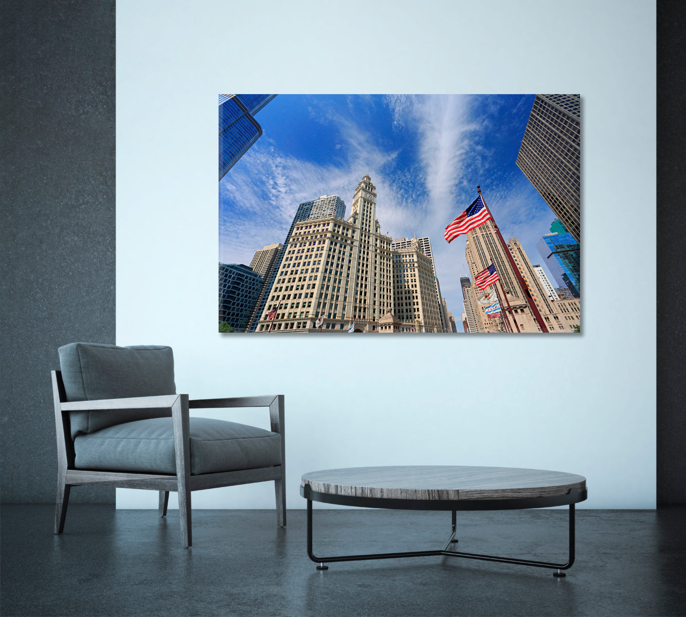 Skyscrapers Chicago American Flag Canvas Print-Canvas Print-CetArt-1 Panel-24x16 inches-CetArt