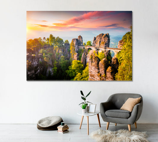 Elbe Sandstone Mountains Germany Canvas Print-Canvas Print-CetArt-1 Panel-24x16 inches-CetArt