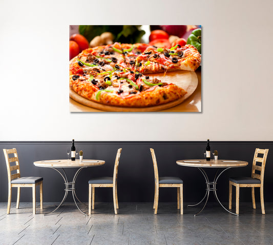 Tasty Pizza with Olives Canvas Print-Canvas Print-CetArt-1 Panel-24x16 inches-CetArt