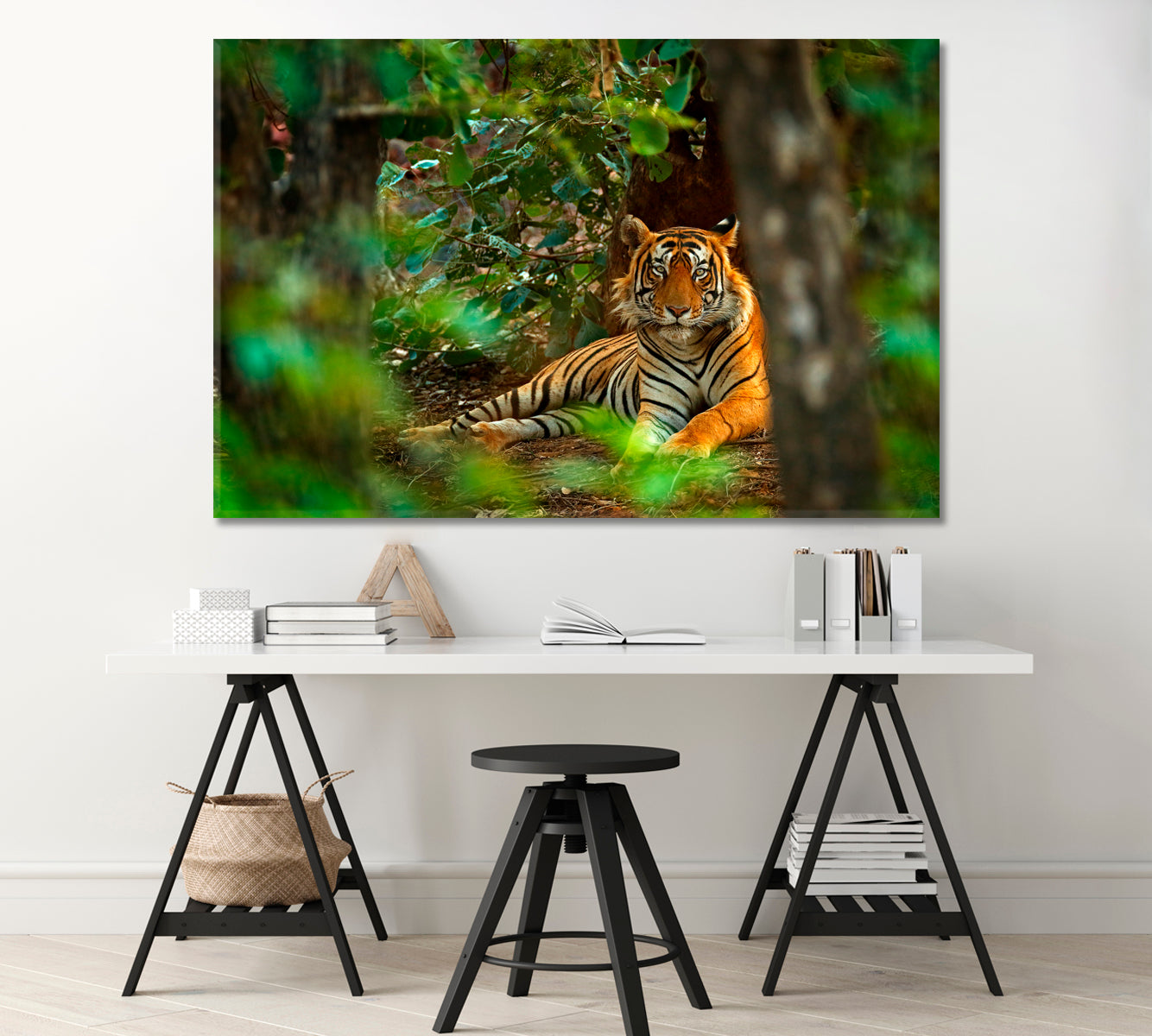 Male Indian Tiger Endangered Species Canvas Print-Canvas Print-CetArt-1 Panel-24x16 inches-CetArt