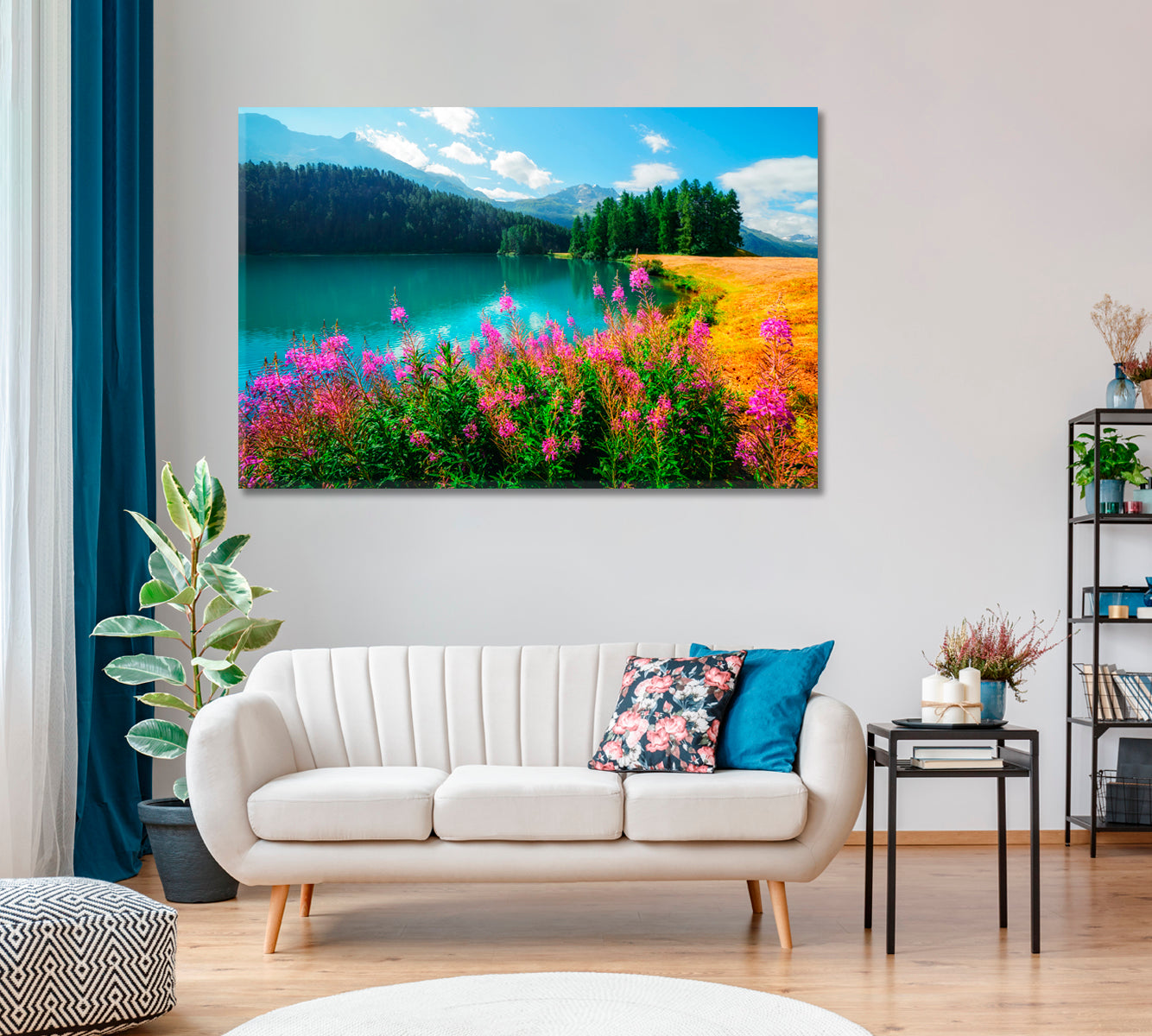 Summer Landscape On The Champferersee Lake Switzerland Canvas Print-Canvas Print-CetArt-1 Panel-24x16 inches-CetArt