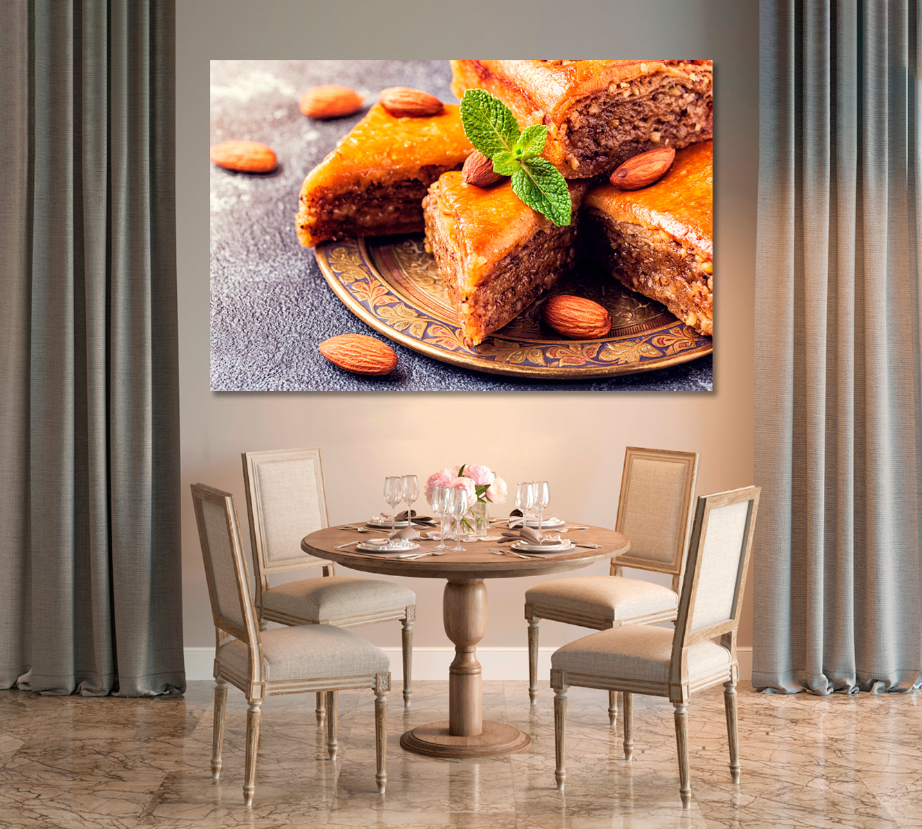 Baklava with Nuts and Honey Canvas Print-Canvas Print-CetArt-1 Panel-24x16 inches-CetArt