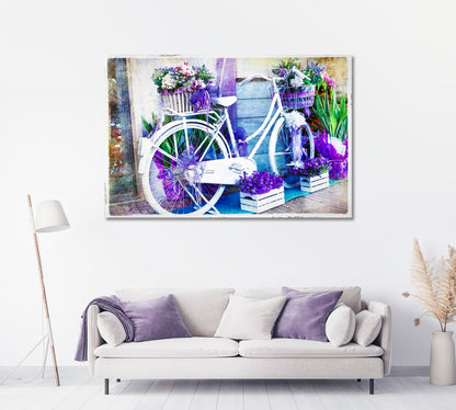 Vintage Floral Bike Canvas Print-Canvas Print-CetArt-1 Panel-24x16 inches-CetArt