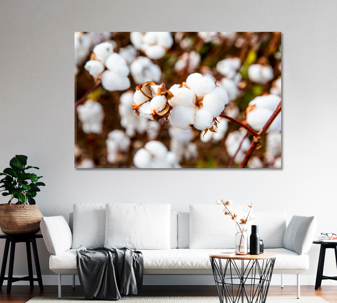 Cotton Branches Canvas Print-Canvas Print-CetArt-1 Panel-24x16 inches-CetArt