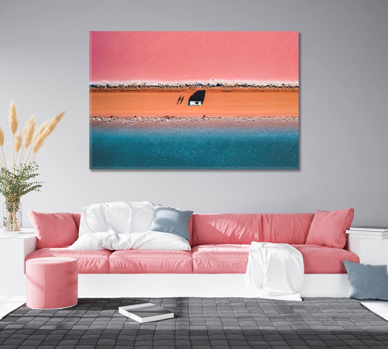 Beautiful Pink and Blue Lake Macdonnell South Australia Canvas Print-Canvas Print-CetArt-1 Panel-24x16 inches-CetArt