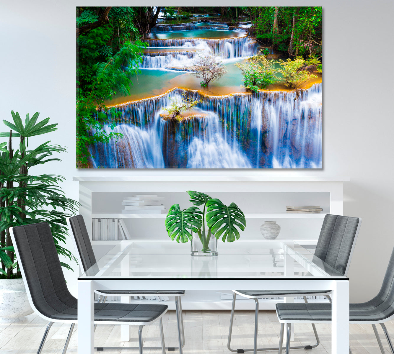 Huay Mae Khamin Waterfalls in National Park of Thailand Canvas Print-Canvas Print-CetArt-1 Panel-24x16 inches-CetArt