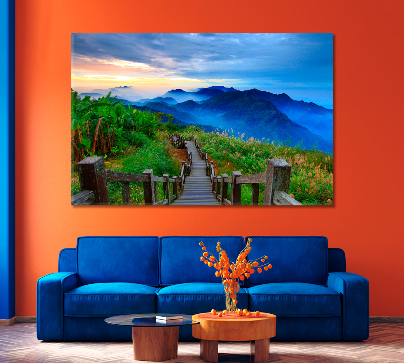 Stairway to the Breathtaking Mountains of Taiwan Canvas Print-Canvas Print-CetArt-1 Panel-24x16 inches-CetArt