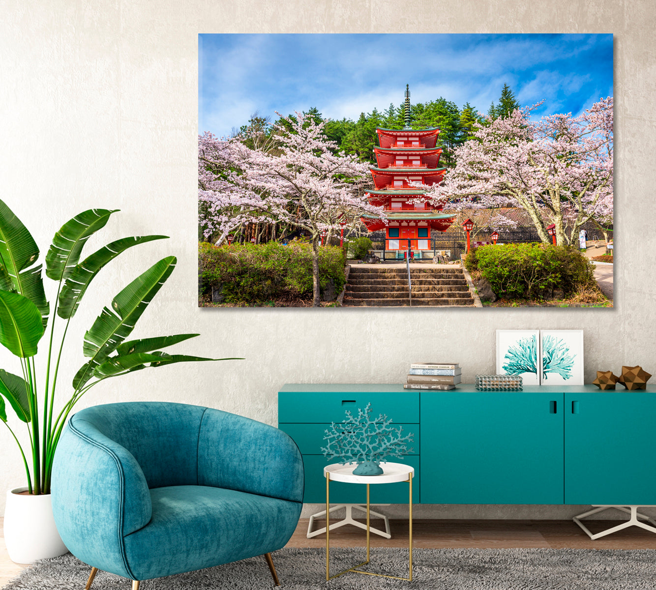 Chureito Pagoda in Arakurayama Sengen Park Japan Canvas Print-Canvas Print-CetArt-1 Panel-24x16 inches-CetArt