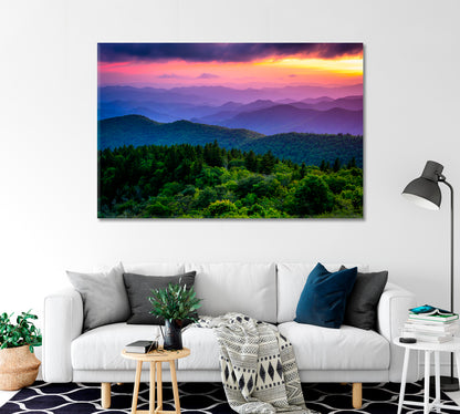 Sunset from Cowee Mountains North Carolina Canvas Print-Canvas Print-CetArt-1 Panel-24x16 inches-CetArt