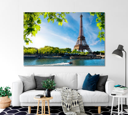 River Seine and Eiffel Tower Paris Canvas Print-Canvas Print-CetArt-1 Panel-24x16 inches-CetArt