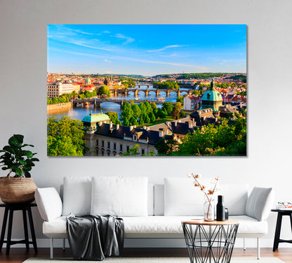 Historical Architecture of Prague and the Vltava River Canvas Print-Canvas Print-CetArt-1 Panel-24x16 inches-CetArt