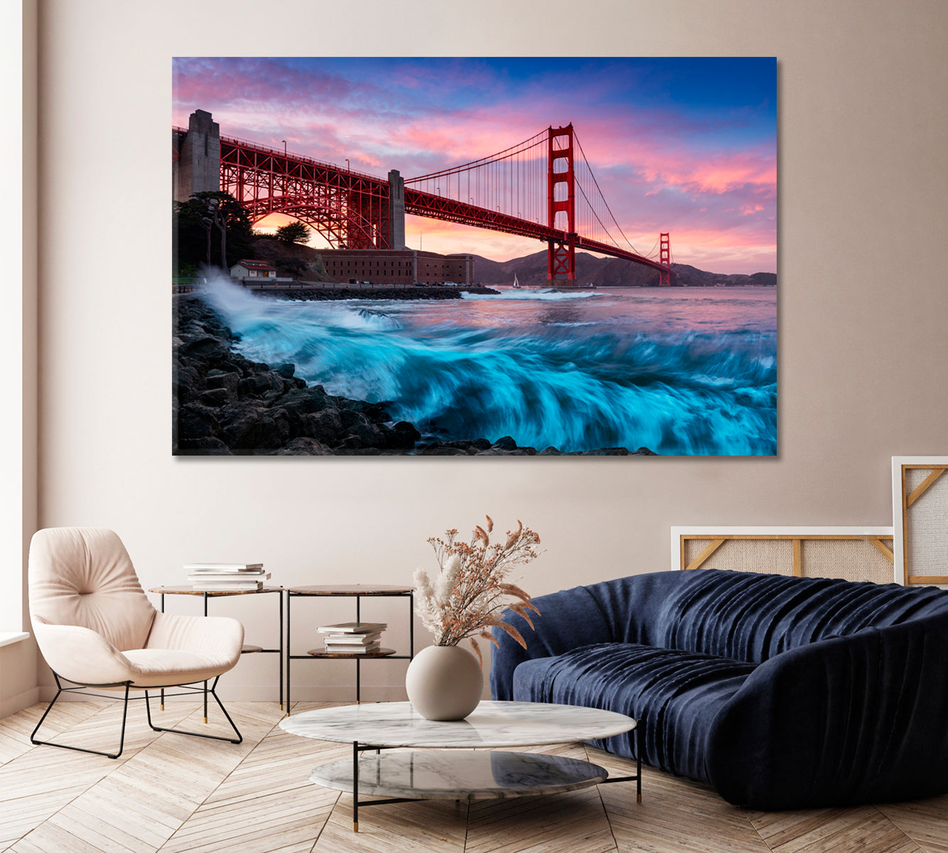 Golden Gate Bridge in San Francisco at Sunset Canvas Print-Canvas Print-CetArt-1 Panel-24x16 inches-CetArt