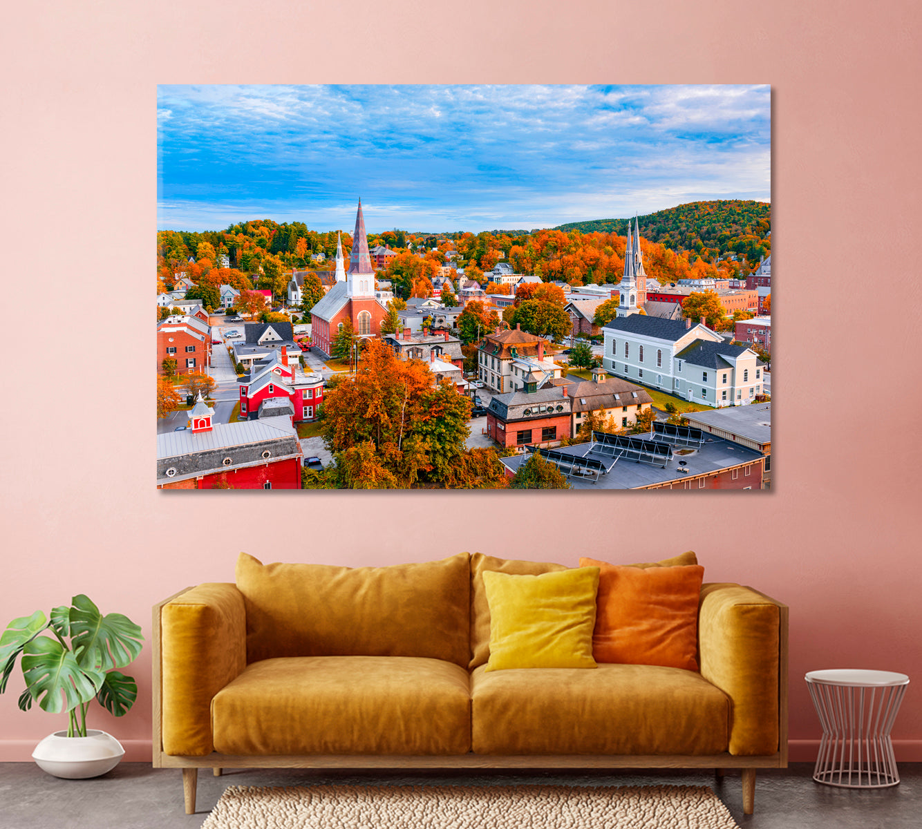 Autumn City Montpelier Vermont USA Canvas Print-Canvas Print-CetArt-1 Panel-24x16 inches-CetArt