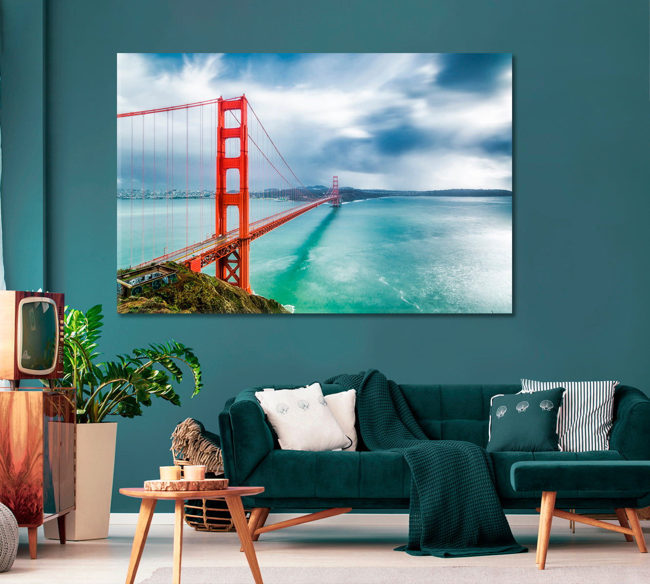 Landscape of Golden Gate Bridge San Francisco Canvas Print-Canvas Print-CetArt-1 Panel-24x16 inches-CetArt