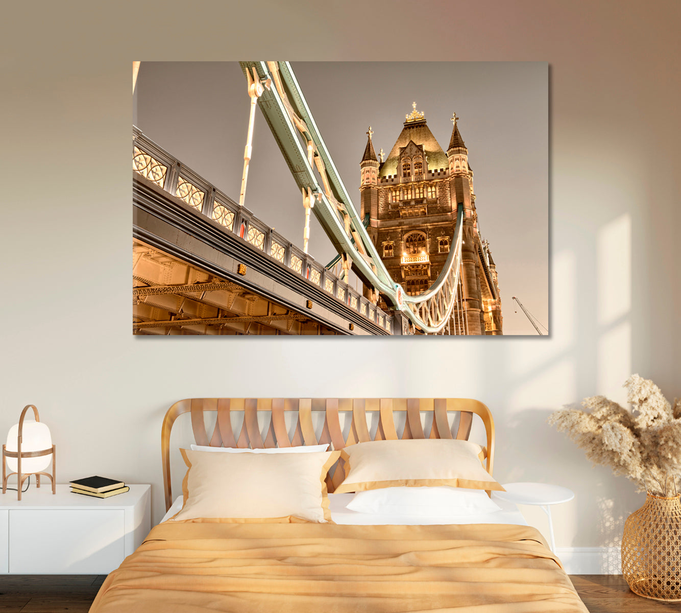 Famous Tower Bridge in Evening London Canvas Print-Canvas Print-CetArt-1 Panel-24x16 inches-CetArt