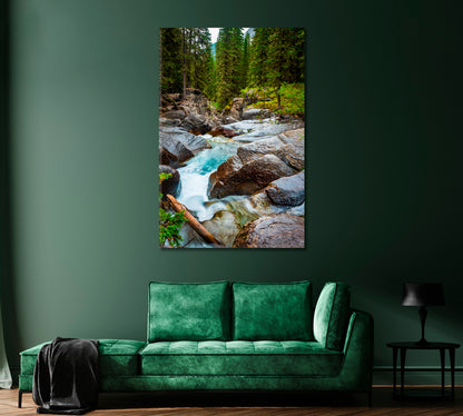 Mountain Stream Through Forest Canvas Print-Canvas Print-CetArt-1 panel-16x24 inches-CetArt