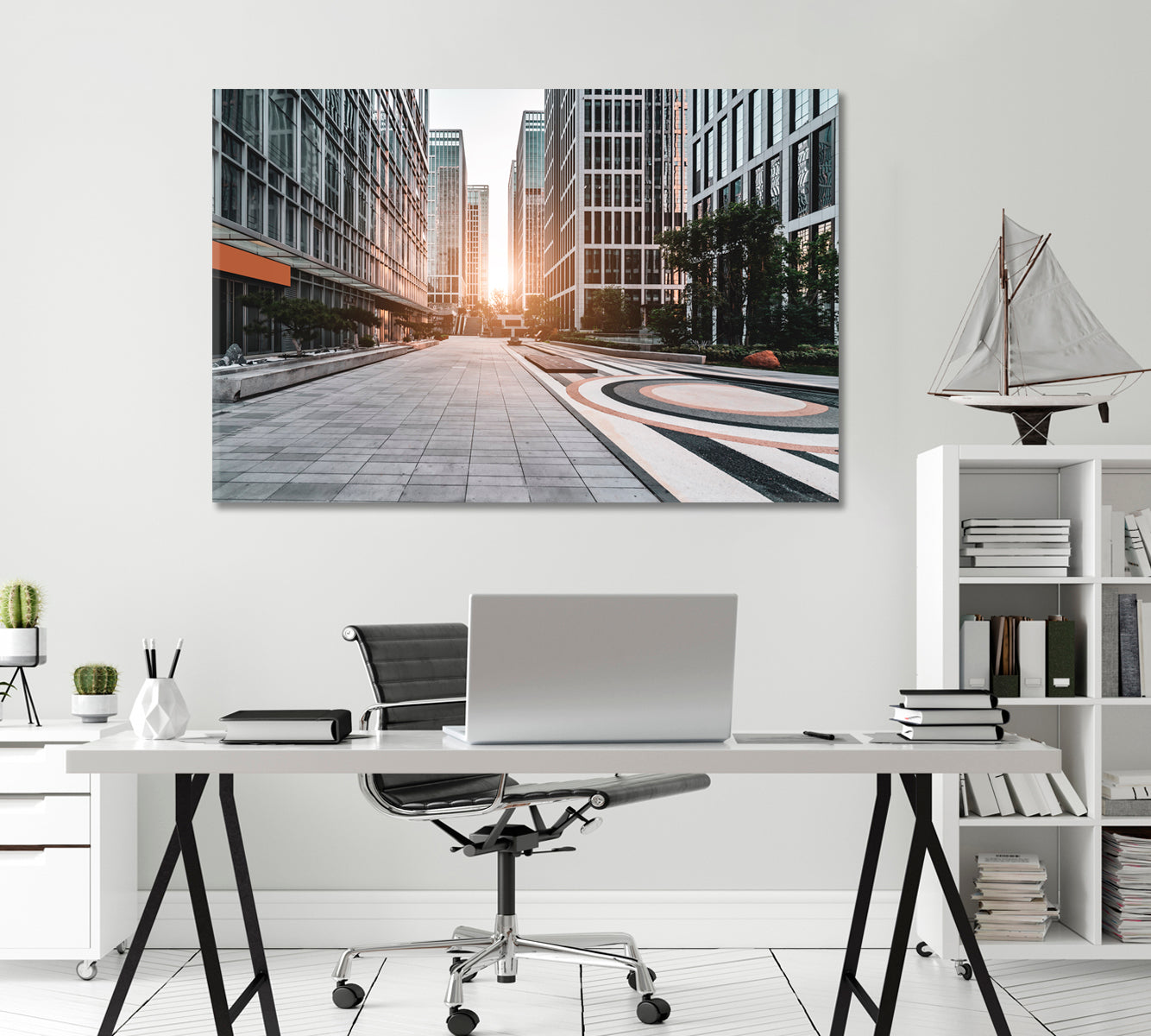 Modern Architecture Office Building in Jinan Financial District Canvas Print-Canvas Print-CetArt-1 Panel-24x16 inches-CetArt