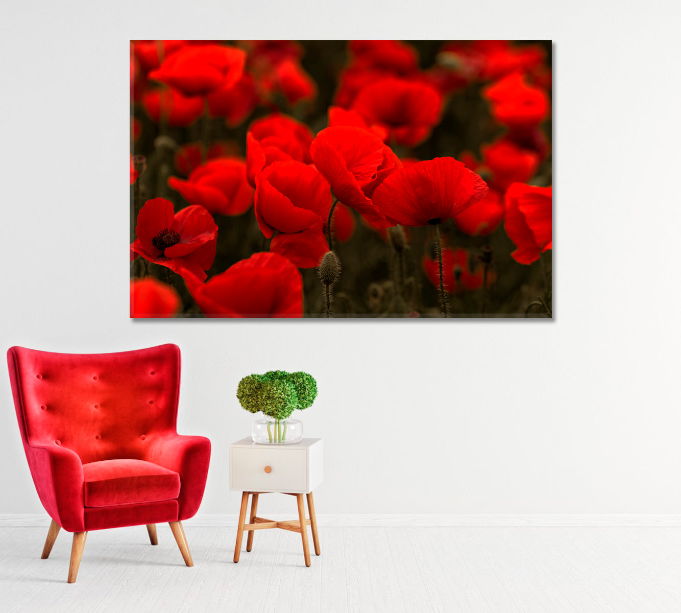 Field of Red Wild Poppies Canvas Print-Canvas Print-CetArt-1 Panel-24x16 inches-CetArt