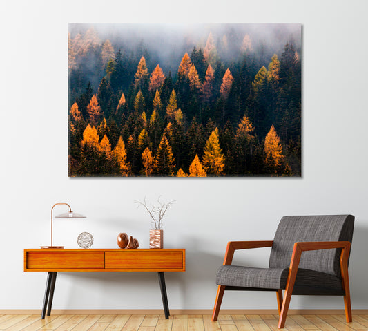 Autumn Forest in Fog Canvas Print-Canvas Print-CetArt-1 Panel-24x16 inches-CetArt