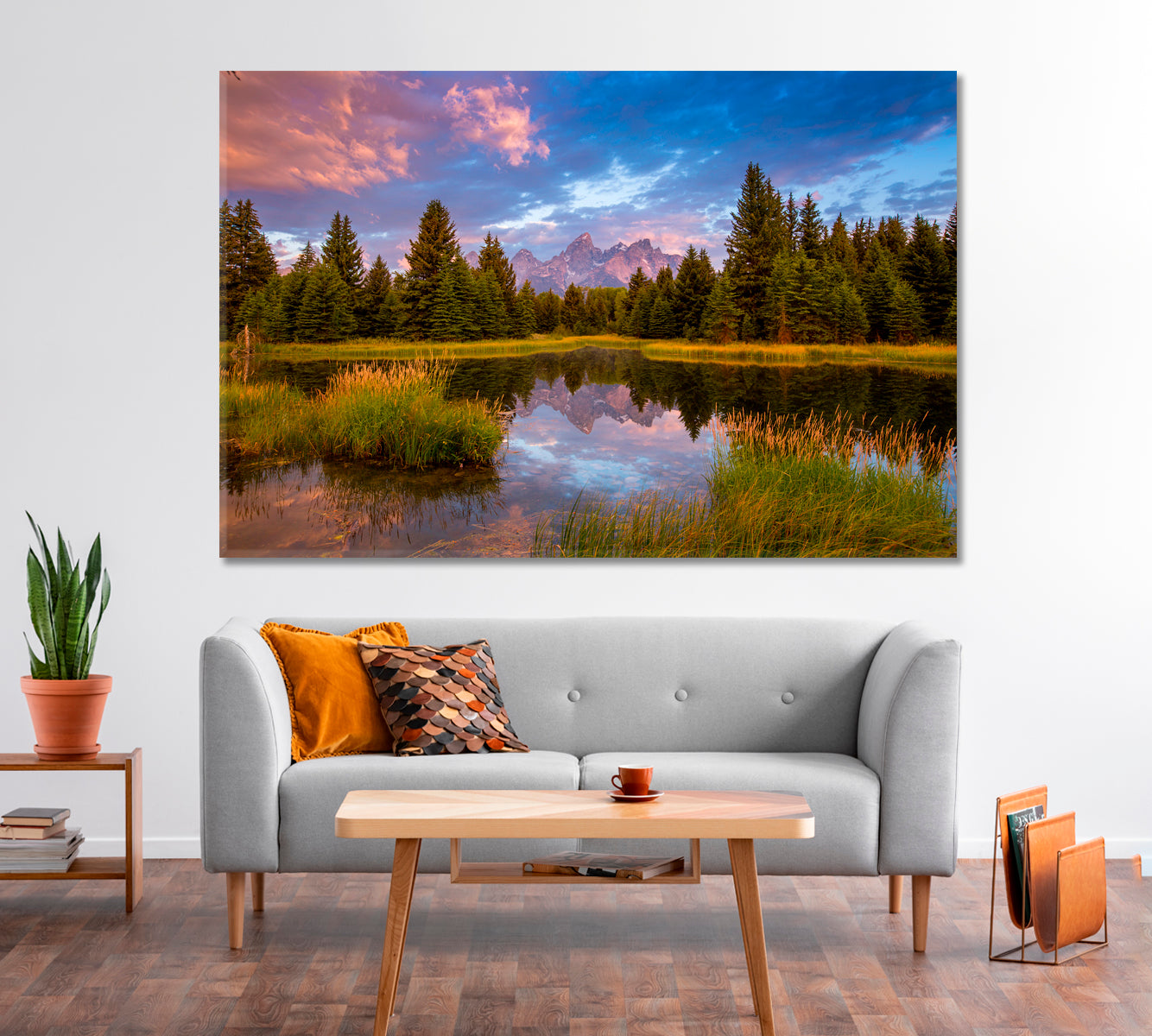 Teton Mountain Range in Grand Teton National Park Canvas Print-Canvas Print-CetArt-1 Panel-24x16 inches-CetArt