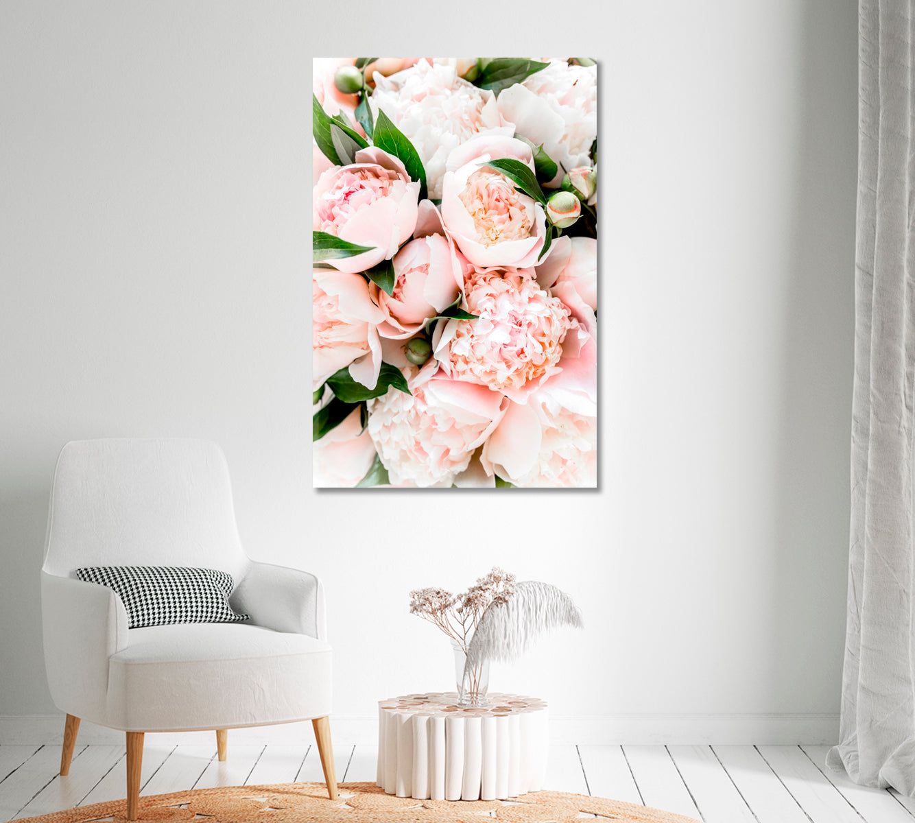 Bouquet Pink Peonies Canvas Print-Canvas Print-CetArt-1 panel-16x24 inches-CetArt