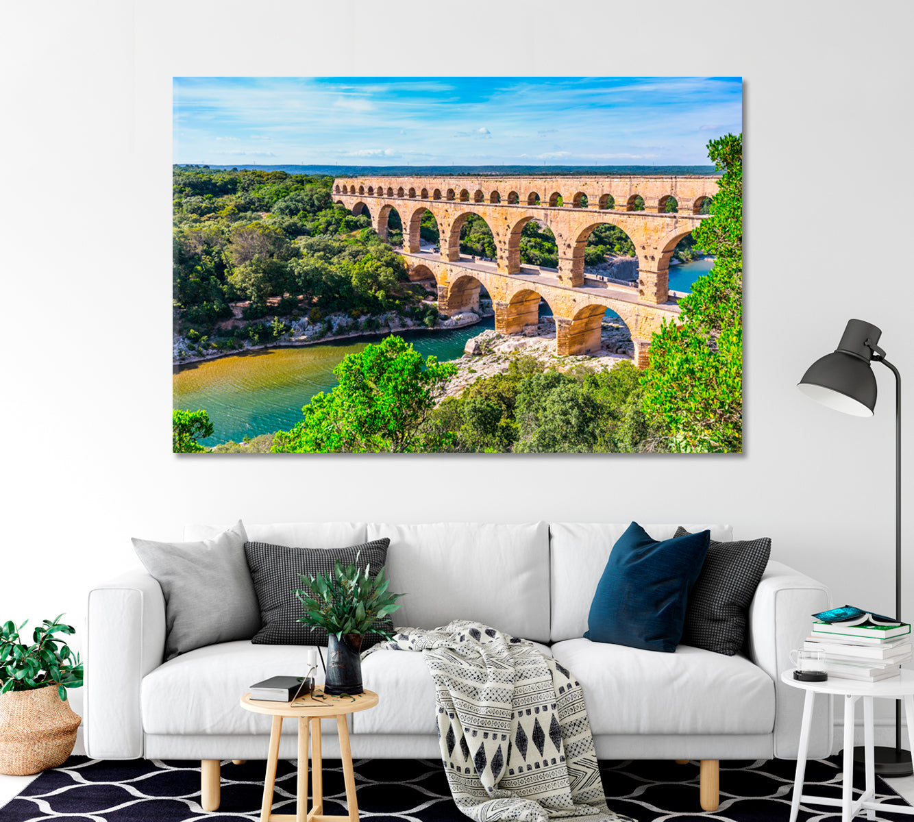 Roman Aqueduct at Pont Du Gard France Canvas Print-Canvas Print-CetArt-1 Panel-24x16 inches-CetArt